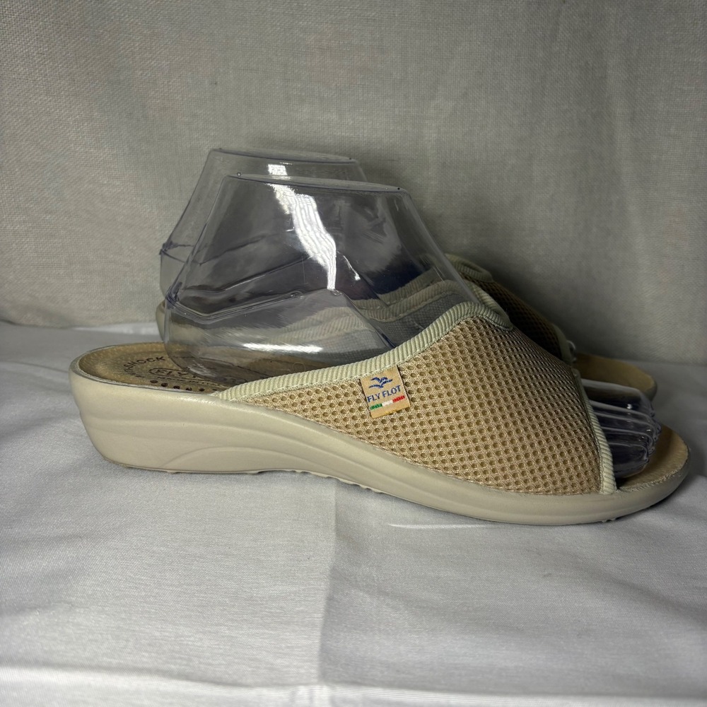 Fly Flot Tan Mesh Anatomic Anti-Shock Slide Sandals Made in Italy Womens 40 - Picture 5 of 9